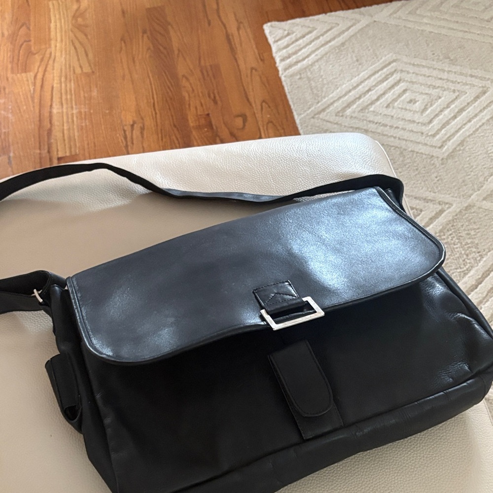 Black Leather Messenger Bag